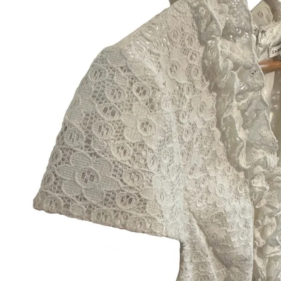 NWT Vintage Sandra Darren Black White Floral Eyelet Dress Size 12 - Picture 7 of 14